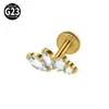 Brincos de Piercing para Lábio com Rosca Interna em Titânio Liga Moda Exquisita Zircônia Curva Marquise Opalino Galvanizado em Formato de T