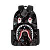 Mochila de estudante de tubarão de correspondência de cores de camuflagem transfronteiriça Impressão digital de grande capacidade Cartoon Anime Mochila Mochila