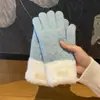 Luvas de Lã Tricotadas com Tela Sensível ao Toque Aquecidas para Ciclismo Feminino, Luvas de Ciclismo de Inverno Femininas com Forro de Fleece e Camada Dupla Espessada em Bloqueio de Cor