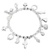 Pulsera con trece colgantes de moda exagerada de plata 925, joyería europea y americana transfronteriza para mujer, joyería de moda multielemento al por mayor