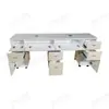 Mesa de Manicure com Aspirador, Mesa de Manicure Branca com Armazenamento de Camada Dupla, Mesa de Manicure com Mesa de Manicure Móvel