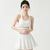 Conjunto de Falda Tenis Fitness Estilo Coreano con Almohadillas en el Pecho Sujetador Deportivo Pantalones Cortos de Seguridad Integrados Falda Ropa de Golf Yoga