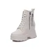 Botas Martin para Mujer, Nuevo Estilo 2026, Plataforma que Aumenta la Altura, Botines Cortos Ajustados Forrados de Felpa para Otoño e Invierno, Zapatos de Algodón, Botines Cortos