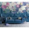 Papel de parede floral de luxo 8D para quarto Parede de fundo de TV Relevo Rosa Estilo Europeu Mural Papel de parede para sofá Tecido de parede