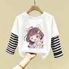 Camiseta de manga larga de algodón puro para niñas, camiseta básica moderna y versátil, top interior elegante para niñas, ropa de otoño para bebés y niños pequeños