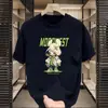 Atacado Exportador Fabricante Camiseta de Verão Simples Confortável Jovem Estampa de Urso Americano Manga Três Quartos Gola Redonda