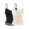 Set Estilo Puro Deseo: Camisola de Malla Jacquard de Encaje de Verano con Copas, Top Corto Ajustado para Mujer