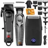 Conjunto de Aparador de Pelos Multifuncional Elétrico, Aparador de Cabelo Masculino, Lâmina em T, Aparador de Cabelo Sem Fio com Display LED