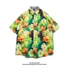 Camisa Floral Estilo Tailandês Praia de Bangkok, Manga Curta, Roupa Unissex para Casal, Camisa Solta Retro Cool de Secagem Rápida para o Festival Songkran
