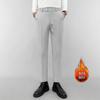 Pantalones Casuales de Pana Forrada Rectos Ajustados Estilo Elegante Ligero Otoño e Invierno Pantalones de Hombre Pantalones Pequeños Simples Pantalones Casuales de Aspecto Delgado para Hombre
