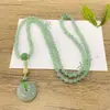 Pulseira de Aventurina Natural, Colar de Contas Redondas, Corrente com Fivela de Segurança de Múltiplos Círculos, Corrente para Suéter, Joia Colar Aventurina 108