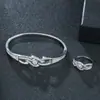Estilo Coreano Personalidad Simple Conjunto de Anillo y Pulsera para Dama Brillante Micro Circonita Baño de Oro Real Suministro Directo de Fábrica
