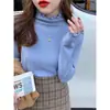 Camisa básica feminina com barra franzida 2026 nova primavera outono inverno gola alta pequena estilo pequeno perfume top interno camiseta branca manga longa