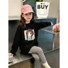 Camiseta fofa infantil de manga comprida, blusa básica 100% algodão para meninas, novo estilo 2026, top de outono para meninas e crianças maiores