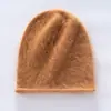 Chapéu de cashmere puro escovado para adulto com proteção para as orelhas, afina o rosto, gorro versátil para homens e mulheres, chapéu de malha com borda dobrada para clima frio