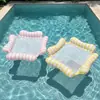 Nueva Hamaca de Agua Rayada Macaron de Cuatro Tubos Entretenimiento en Piscina Flotante Inflable Grueso para una Persona Balsa