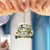 Nuevo producto transfronterizo: colgante acrílico con diseño de coche vintage, llavero, accesorio para mochila, decoración de boda para recién casados