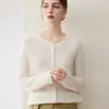 Cárdigan de Cachemira al 35% para Mujer Otoño Nuevo Estilo Simple para el Trabajo Suave Pegajoso Tejido Chaqueta Versátil Color Sólido Suéter de Lana