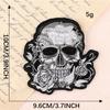 Patch Bordado Computador Duoku Preto e Branco Patch para Roupas Acessórios de Vestuário Patch Cruzado Caveira Bordada em Tecido