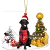 2022 Nuevo Producto Transfronterizo Creativo Adornos Navideños de Perro y Muñeco de Nieve Regalos de Navidad Adornos Planos de Acrílico para Coche