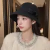 Sombrero de Pescador de Felpa de Pelo de Conejo para Mujer, Estilo Coreano Versátil de Alta Gama para Otoño e Invierno, Sombrero de Cubo para Circunferencia de Cabeza Grande, Sombrero de Cubo de Invierno