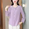 Camisa de algodão e linho bordada para mulheres, nova blusa estilosa vintage que rejuvenesce, outono 2025, top moderno de algodão e linho