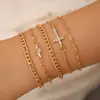 Set de pulseras transfronterizas europeas y americanas, joyería minimalista bohemia, cadena de metal, cadena multicapa para mujer, set de 5 pulseras