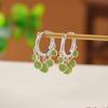 Un Ciervo Plata Esterlina S925 Chapado en Oro Jaspe Hetian Retro Geométrico Aretes de Borla Elegantes Combinables