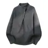 Diseño de Botón Irregular Sentido de la Moda Punto de Cuello Semi Alto para Hombre Otoño Tendencia Marca cleanfit Nicho Suéter Casual