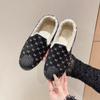 Moda Inverno 2024 Novos Sapatos Quentes de Pelo Sapatos Casuais Femininos de Algodão Slip-on Preguiçosos Sapatos Feijão de Fundo Macio com Forro de Lã