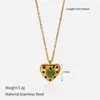 Moda Europea y Americana Collar de Acero Inoxidable 304 con Corazón Incrustado de Circonita Chapado en Oro de Horno de 18K Acero de Titanio para Mujer