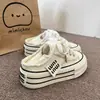 Zapatos de Lona con Suela Gruesa y Flecos Rosas para Mujer 2026 Verano Nuevos Casual Versátiles de Dos Vías Zapatos de Tabla Estilo ins