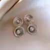 Aretes Ovalados de Acrílico con Patrón de Aguja Plateada, Aretes Sencillos Retro de Alta Gama, Casuales y Versátiles, Aretes Elegantes para Mujer