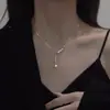 Colar de Pérolas Artificiais Estilo Francês Feminino Elegante em Y com Pingente de Franja Corrente de Clavícula Ajustável Neckchain Simples de Alta Qualidade para Todas as Ocasiões