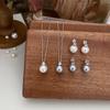 Pendientes de Zirconia Microincrustada y Perla Estilo Mismo Blogger Japonés y Coreano para Mujer, Collar y Pendientes Versátiles de Lujo Ligero, Exquisito Collar de Perlas para Mujer