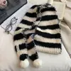 Bufanda Larga Fina Rayada Dopamina para Mujer Invierno 2025 Nuevo Estilo Coreano Calentador de Cuello Bufanda