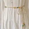 Cinto Trançado Boêmio para Mulheres, Corrente Decorativa de Cintura para Vestido, Corda de Cintura com Borla, Cinto de Cintura Versátil Estilo Étnico