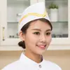 Chapéu de Chef Borda Vermelha Branco Restaurante Hotel Cantina Chapéu de Trabalho Chapéu de Funcionário de Cozinha Largura 29 Altura 9cm Tamanho Único