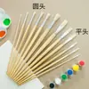 Pincel de Cerdas Cabeça Chata Cabeça Redonda para Pintura Acrílica/Aquarela/Guache/Óleo Cabo Longo Pincel para Exame de Cor de Estudante de Arte