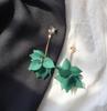 B081 Pendientes largos de pétalos de hoja esmerilada de estilo coreano, con borlas y flor de loto, joyería para mujer