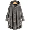 Transfronterizo Amazon Nueva Marca de Moda Europea y Americana Sudadera con Capucha y Botones de Felpa Color Sólido Chaqueta Sudadera de Forro Polar Transfronterizo