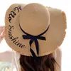 Nuevo Sombrero Estilo Coreano para Mujer, Sombrero de Paja Transpirable de Ala Ancha con Letras de Moda, Sombrero de Sol para Protección Solar en la Playa, Sombrero de Sol de Verano