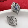 Anillo Doble de Plata de Ley S925 con Incrustación de Piedra Pulsera de Moneda Flor Pequeña Accesorio Pulsera Doble para Oreja Vintage Desgastada Materiales Hechos a Mano para DIY
