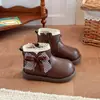 Botines Cortos con Lazo de Mariposa para Niña Otoño e Invierno Botas de Piel Calientes con Felpa Suela Suave Antideslizante Estilo Princesa Botas para Niña Pequeña