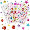 Pegatinas de diamantes de imitación de color dopamina, pegatinas de diamantes de imitación de cristal para maquillaje facial, pegatinas para la comisura de los ojos, pegatinas DIY con forma de estrella y corazón, accesorios versátiles