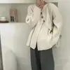 Diseño de moda y único para estudiantes: Suéter Grueso de Punto Holgado con Cuello en V y Botones Diagonales, Estilo Nuevo para Estudiantes Mujeres, Adecuado como Ropa de Abrigo para Otoño e Invierno