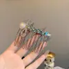 Peine para el cabello con forma de corazón de diamante brillante estilo coreano, con lazo y perlas, peine invertido para peinado de princesa, peine para flequillo delantero para mujer