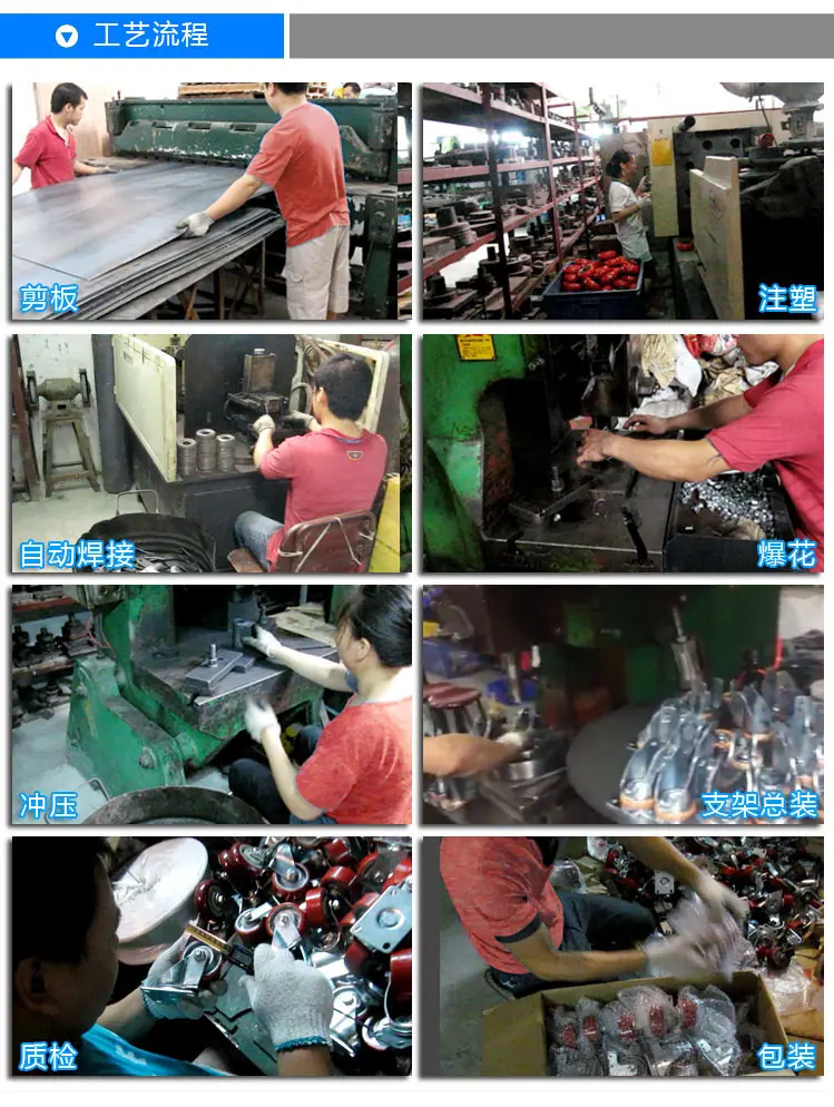 万向带刹车脚轮中型双轴pvc轮子商业轮批发3寸8寸10寸丝杆推车轮