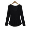 Camisa de Dança Esportiva Sexy com Decote em U Grande e Mangas Longas com Costura de Três Agulhas e Cinco Fios Leve e Fina Roupa Externa Transparente Top Protetor Solar