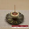 Quemador de Incienso de Color Vidrio con Soporte para Incienso para Ofrenda a Buda, Adorno de Loto al por Mayor, Base para Quemador de Incienso en Casa, Soporte para Incienso